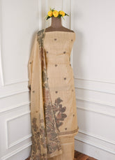 Jamdani Cotton Beige Unstitched Suit